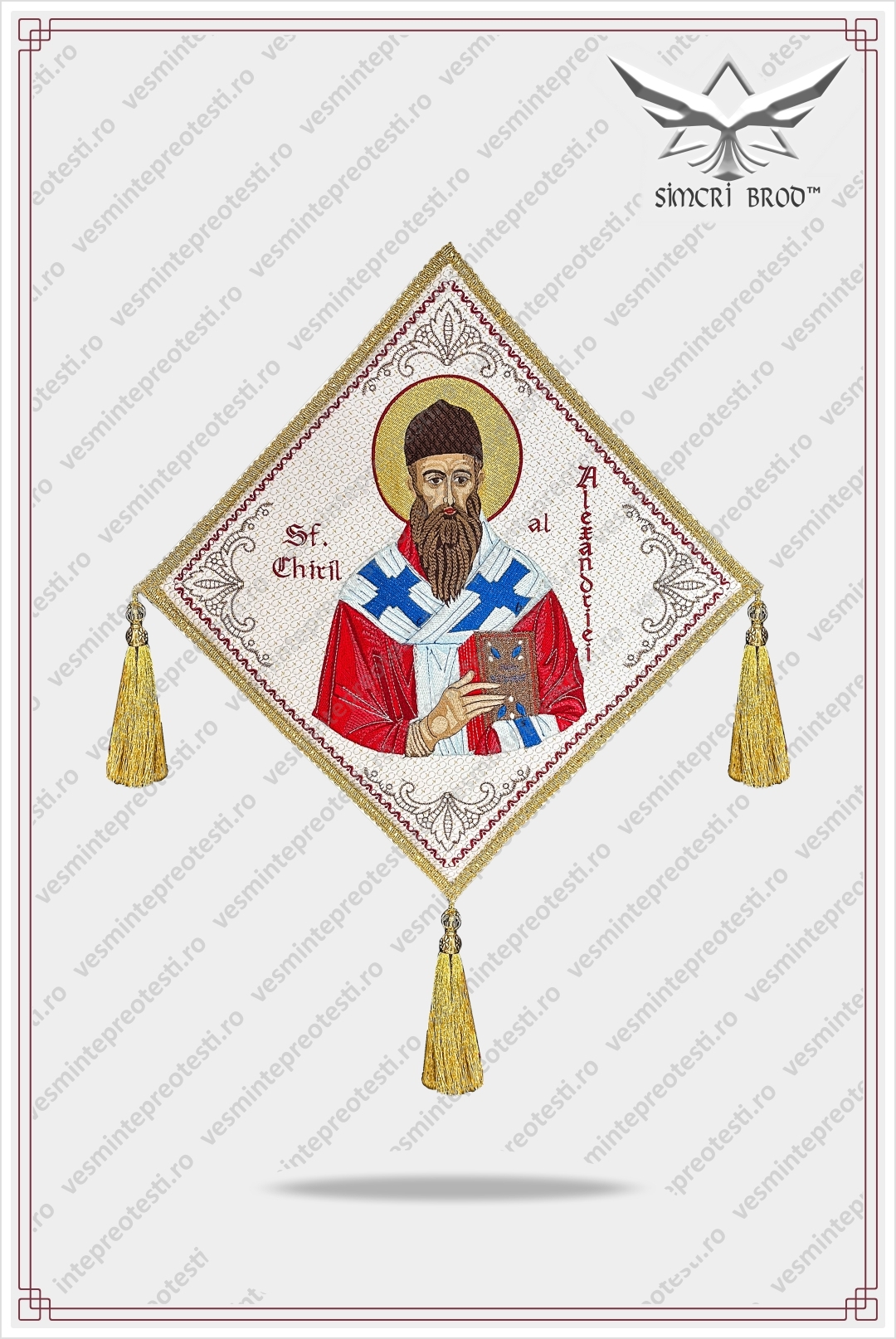 Bedernita-Sf.Chiril-al-ALexandriei.jpg Επιγονάτιο κεντημένο με τον Άγιο Κύριλλο Αλεξανδρείας, Επιγονάτια